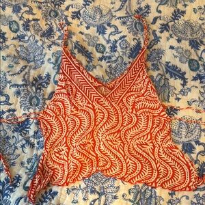 Urban Outfitters Red Patterned Top